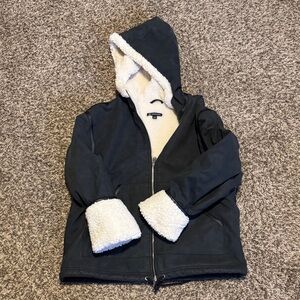INC International Concepts Black Hoodie with Sherpa Lining